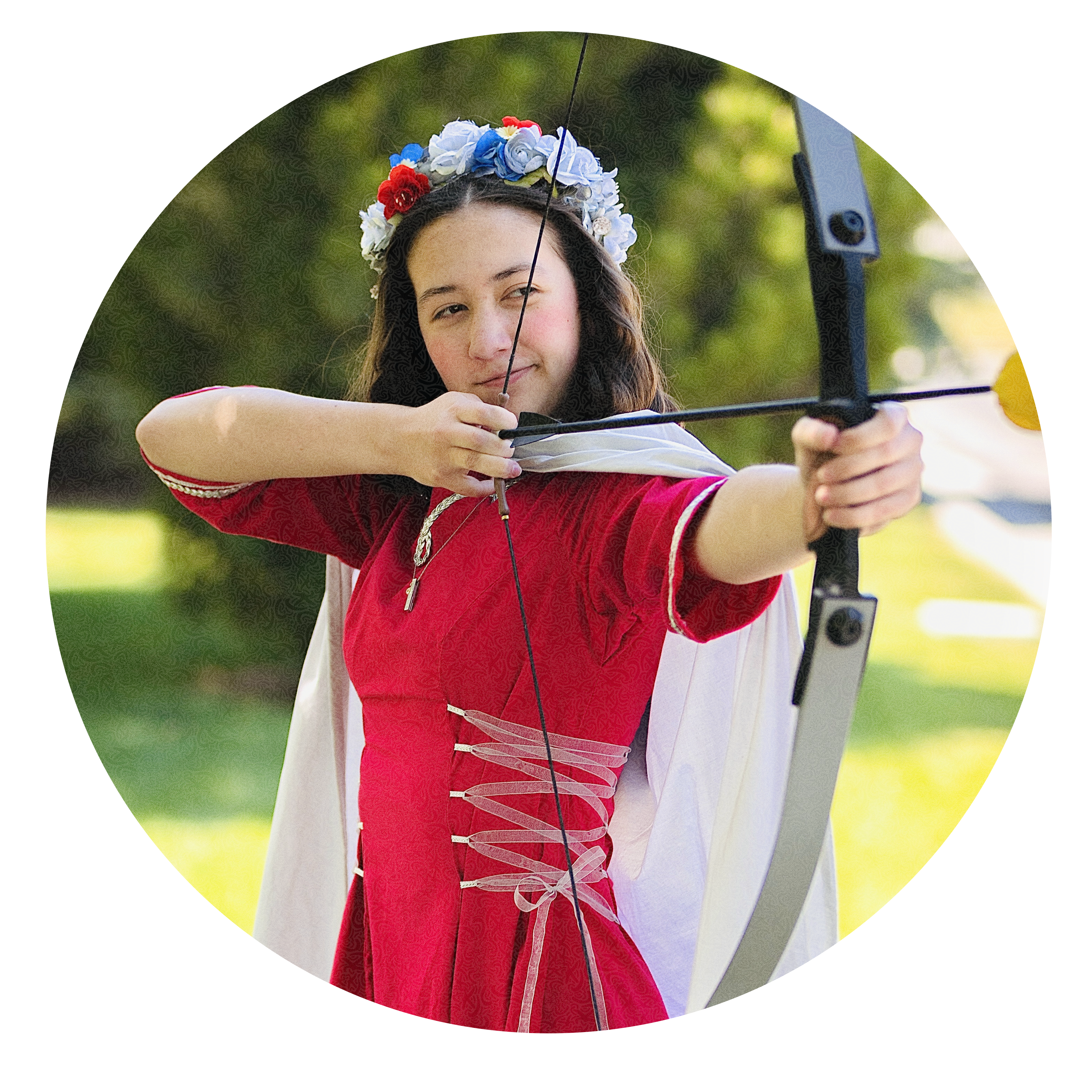 Kitra about to loose an arrow.